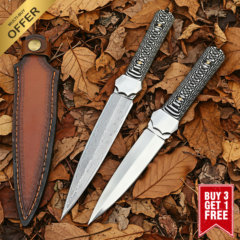 ALLAN D2 & VG10 Damascus Steel Knife | Full Tang Outdoor & Kitchen