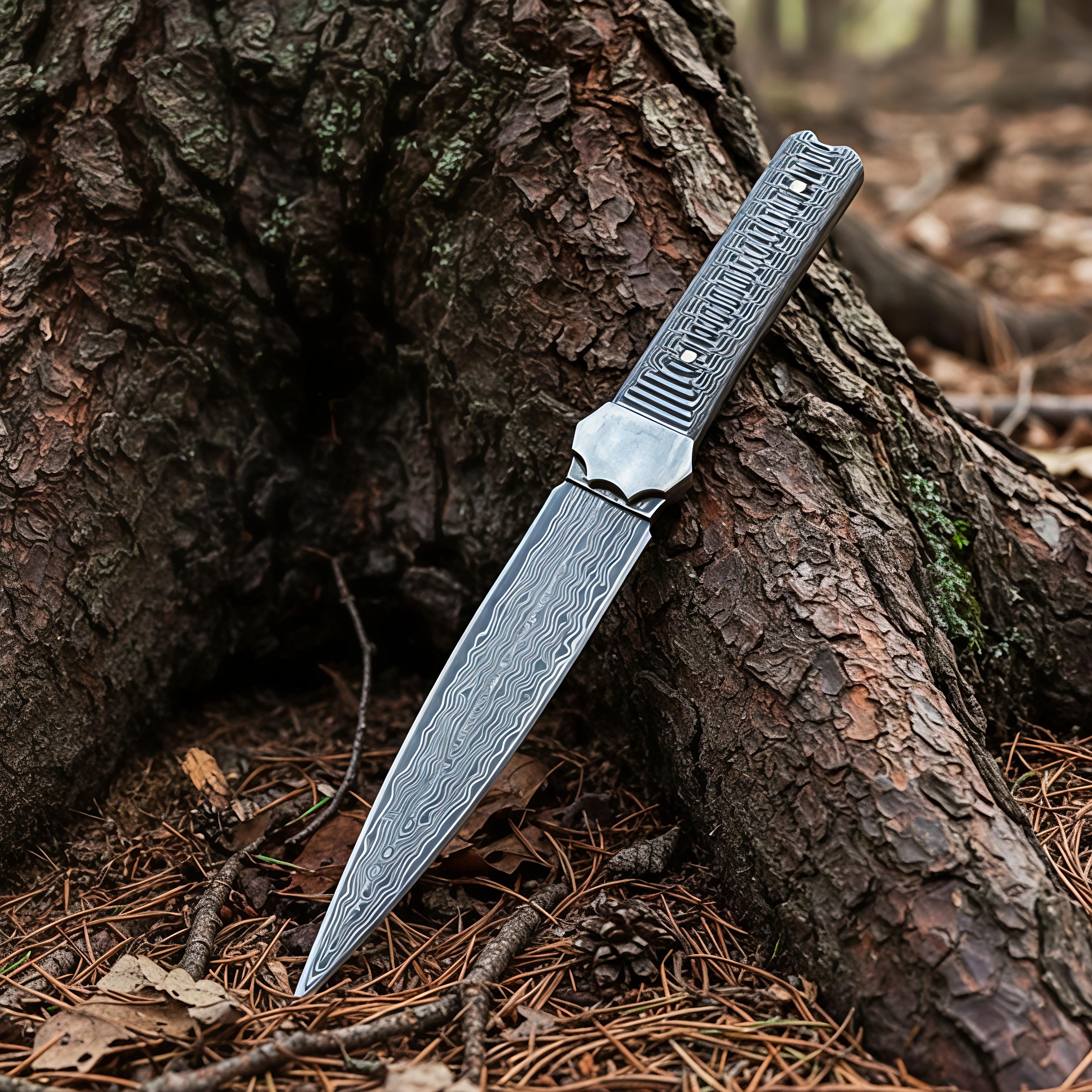ALLAN D2 & VG10 Damascus Steel Knife | Full Tang Outdoor & Kitchen