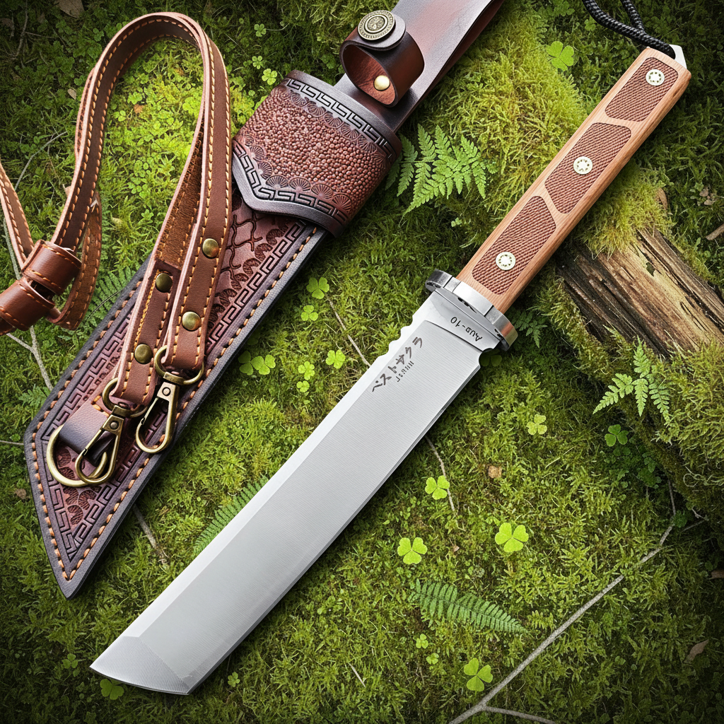AUS-10 knife full background replacement moss