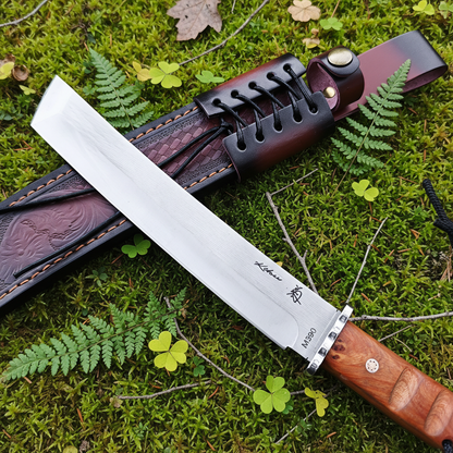 Knife dark embossed sheath moss background