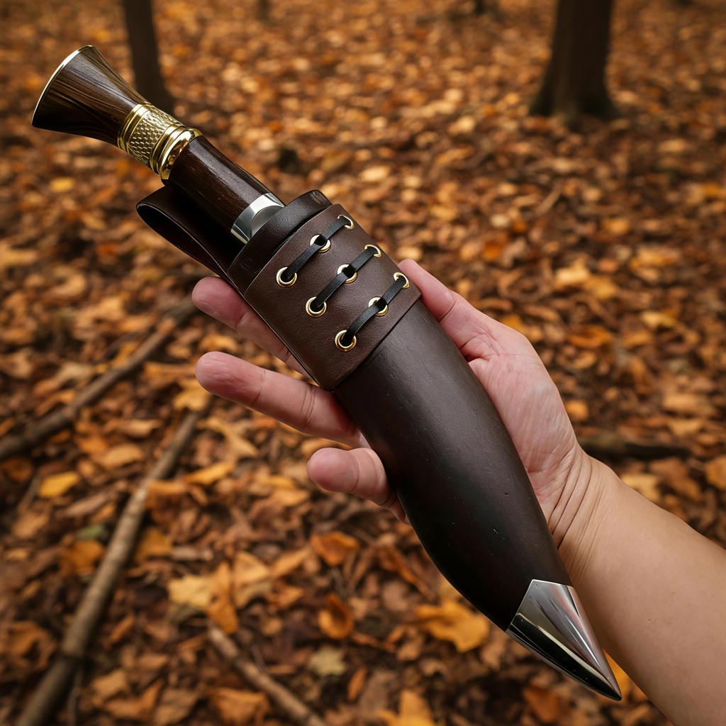 Knife Sheath Hand-held Autumn Leaves Background
