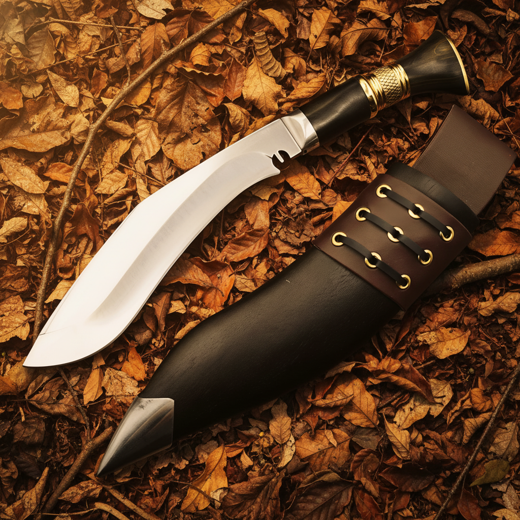 Knife with Autumn Leaves Background 2