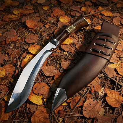 Knife with Autumn Leaves Background